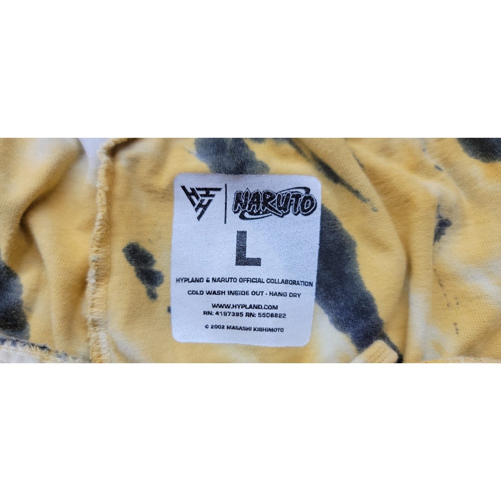 Hypland X Naruto Shippuden Skater Shorts Size Large Yellow Tie Dye Inseam 9" Y2K - Picture 8 of 14